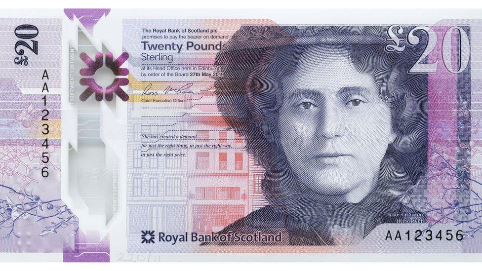 The front of the new £20 note from the Royal Bank of Scotland