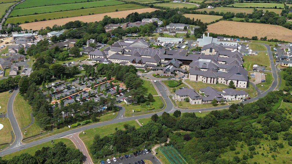 An aerial view of Noble's Hospital