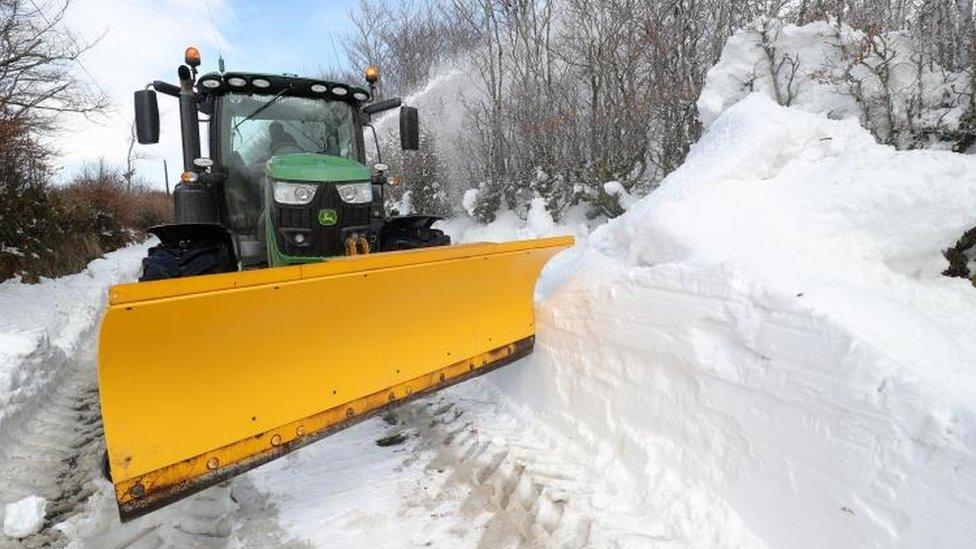 Tractor in snow