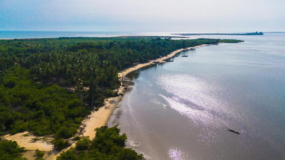 Aerial view of beaches along Sherbro Island, Sierra Leone