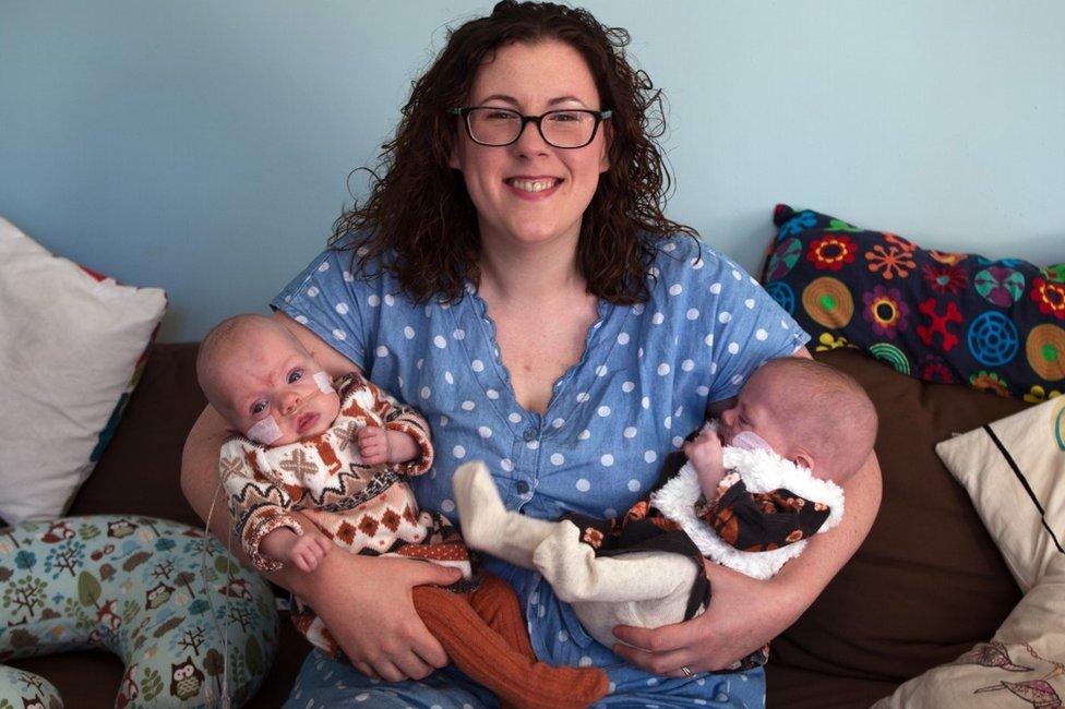 Claire Weir with twins Imogen and Annabelle