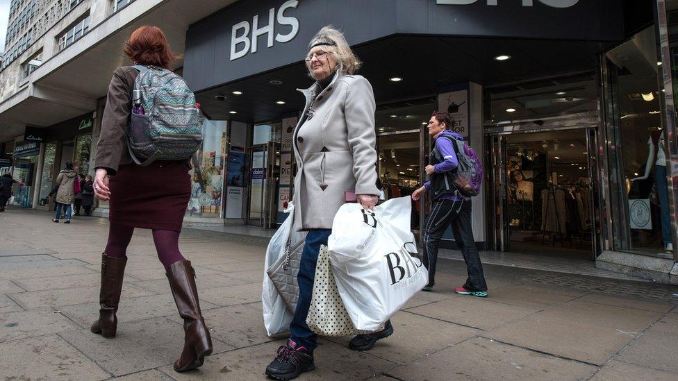 Shoppers outside a BHS store in April 2016