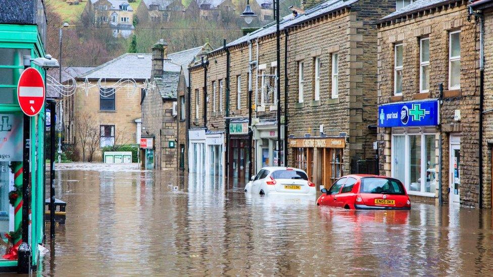 Flooding in Hebden Bridge on Boxing Day 2015