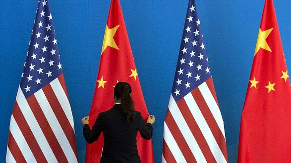 US and China flags