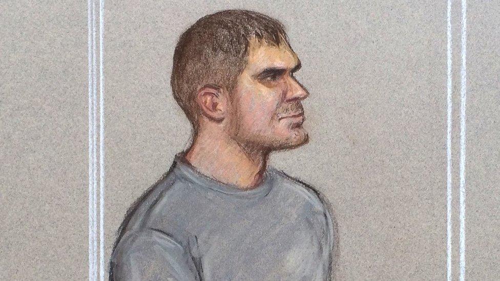 Court sketch of Ciarán Maxwell in Westminster Magistrates Court, 2 September 2016