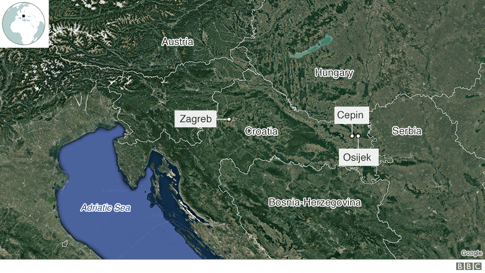 Map of Croatia and surrounding countries