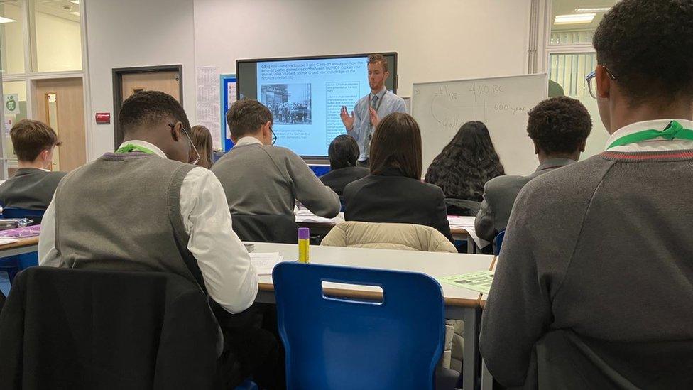 Newman Catholic College pupils in a classroom