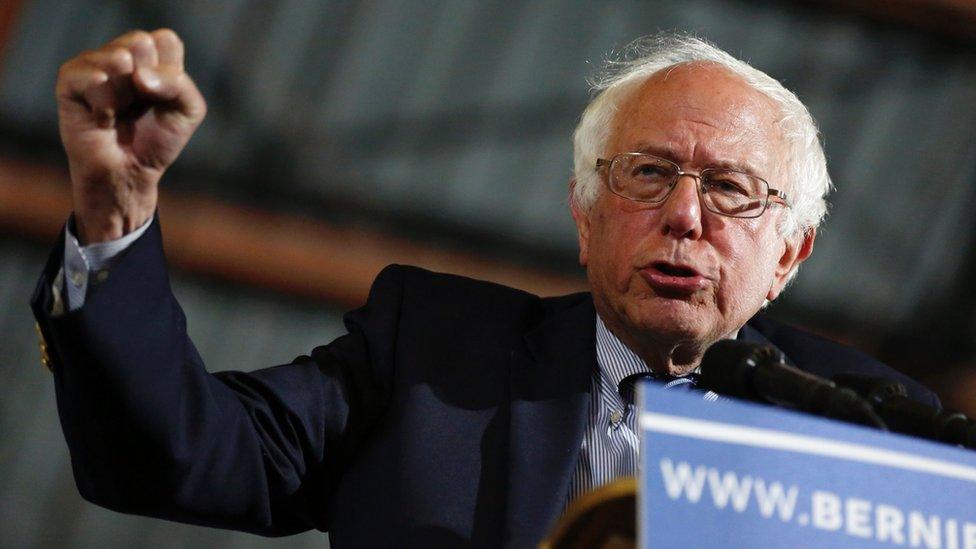 Bernie Sanders during a rally in California