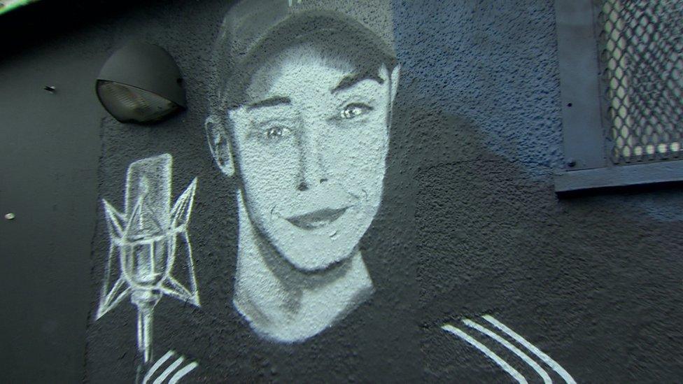 The artwork dedicated to Adam Woods in Orangefield Park