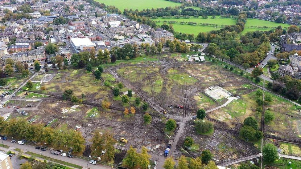 An Drone image of Harrogate Stray