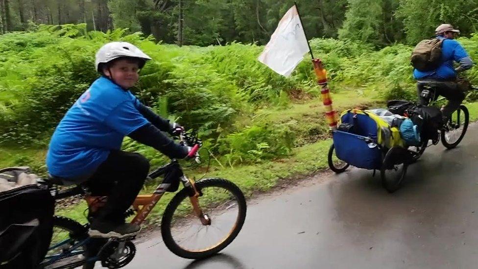 Riley and Sam Townsend on their bikes