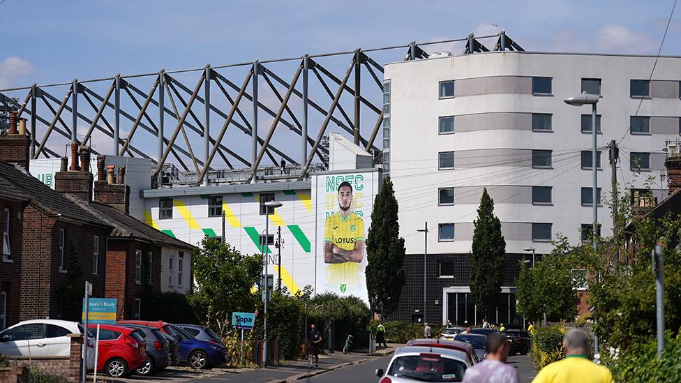 A general view of outside Norwich City's home ground Carrow Road