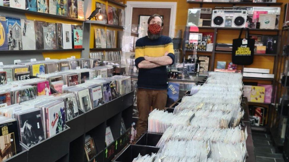 Ed Daw in his record shop