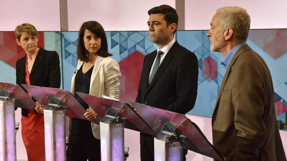 Yvette Cooper MP, Liz Kendall MP, Andy Burnham MP and Jeremy Corbyn MP