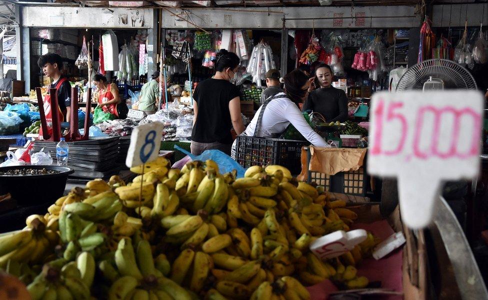 A food market in Vientiane