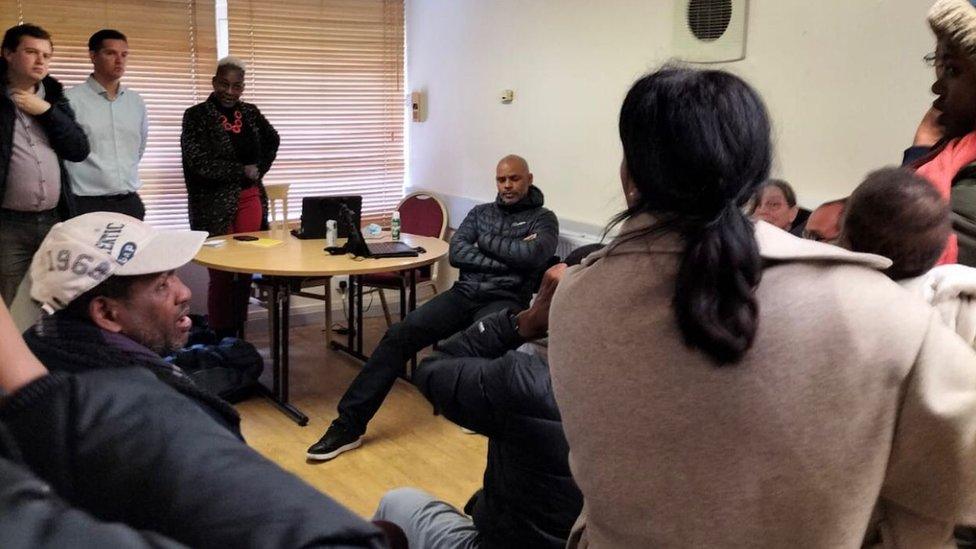 Marvin Rees speaking to residents at the meeting