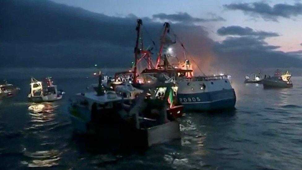 French and British fishing boats collide in the English Channel over scallop fishing rights, August 28, 2018