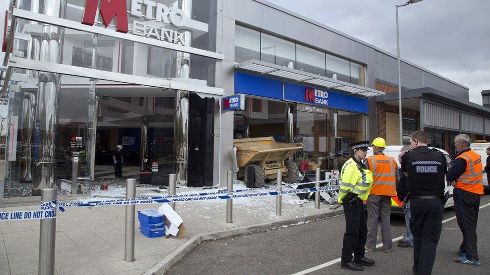 Dumper truck in Metro Bank, Milton Keynes