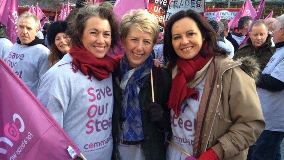 Sarah Champion with supporters