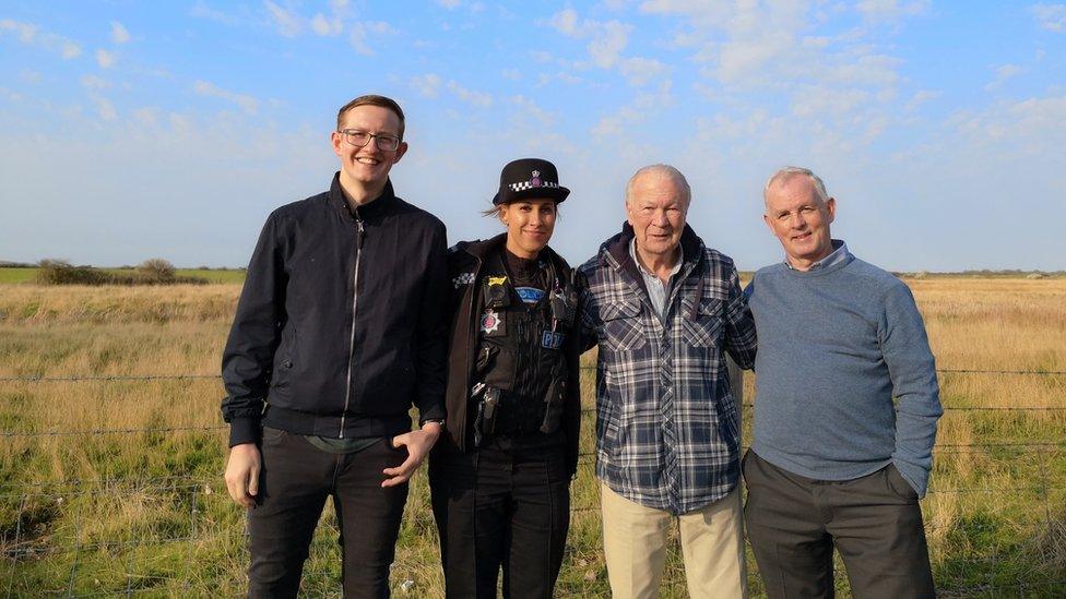 Kiren Gilmore, PC Sam Claxton, Peter Rowley and Colin Marshall