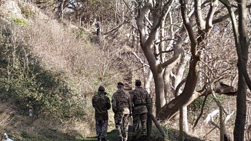 Soldiers on the Great Orme trying to catch Shenkin IV