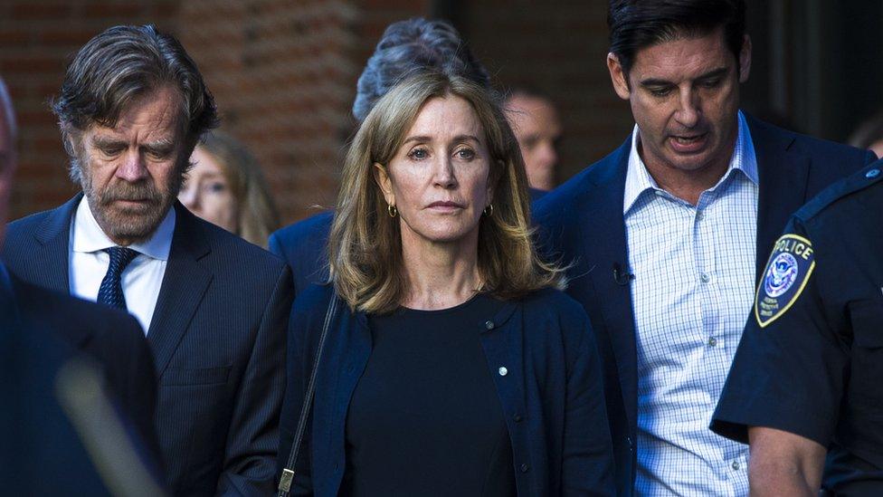 Felicity Huffman outside court