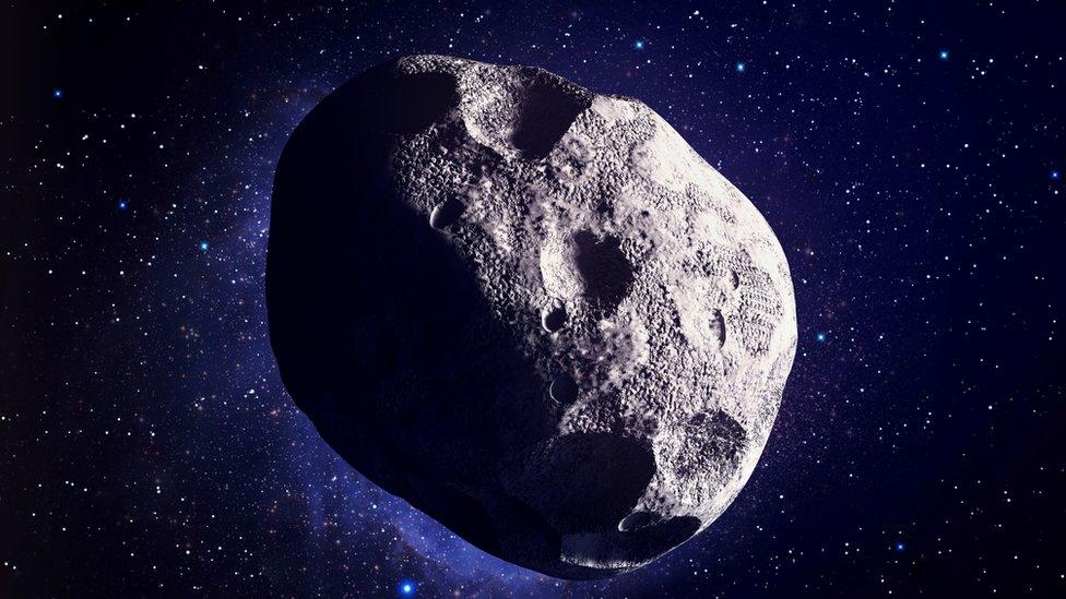 An illustration of an asteroid