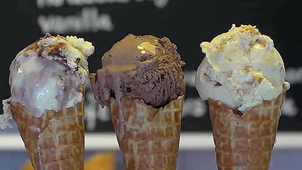 Three ice cream cones