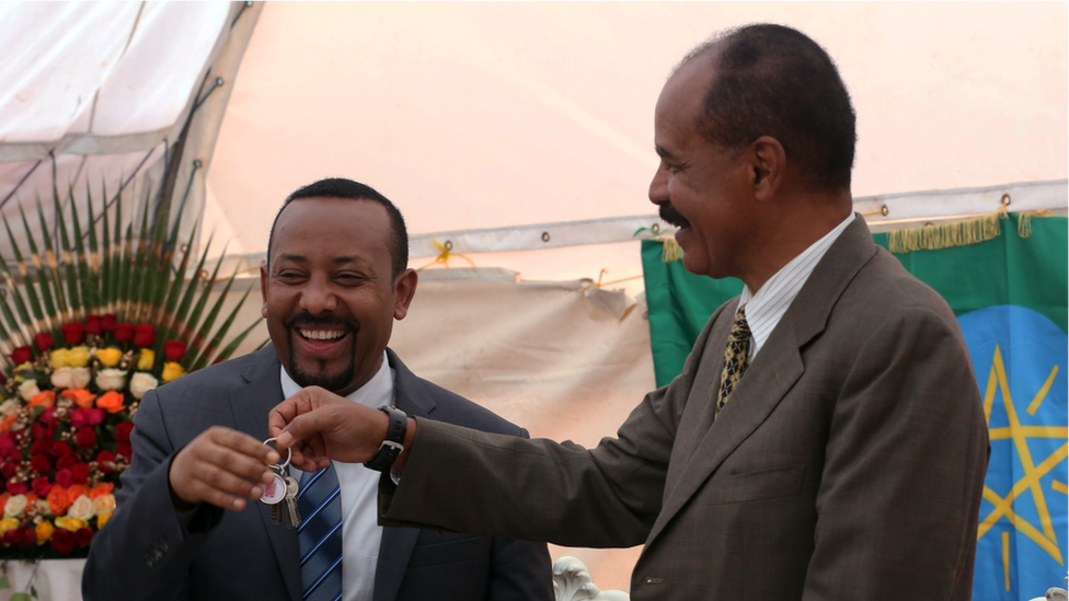 Ethiopian and Eritrean leaders meet in Addis Ababa, July 2018