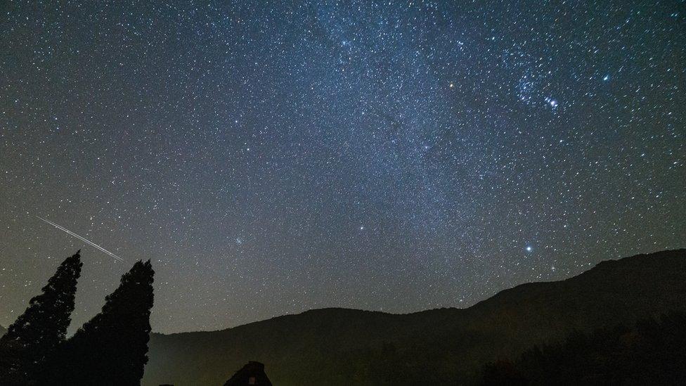 Orionid meteor shower at night