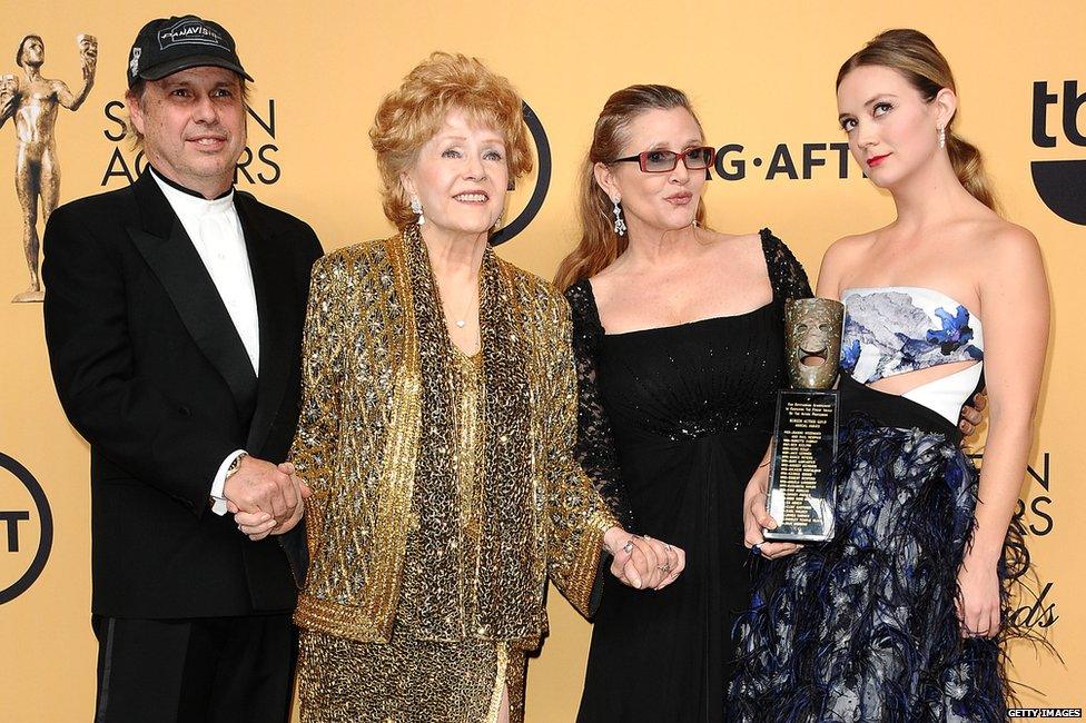 Todd Fisher, Debbie Reynolds, Carrie Fisher and Billie Lourd