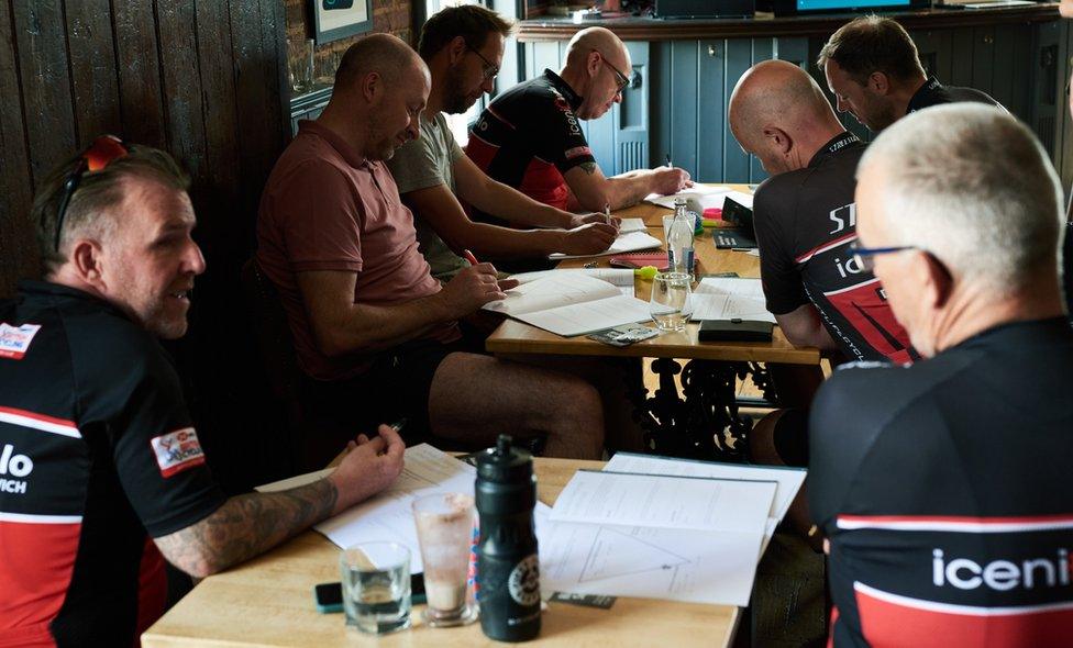 Cyclists taking part in the mental health first aid training