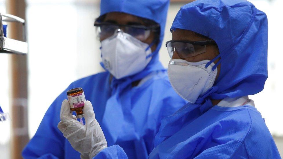 Medical staff at a coronavirus ward at a hospital in Chennai, India