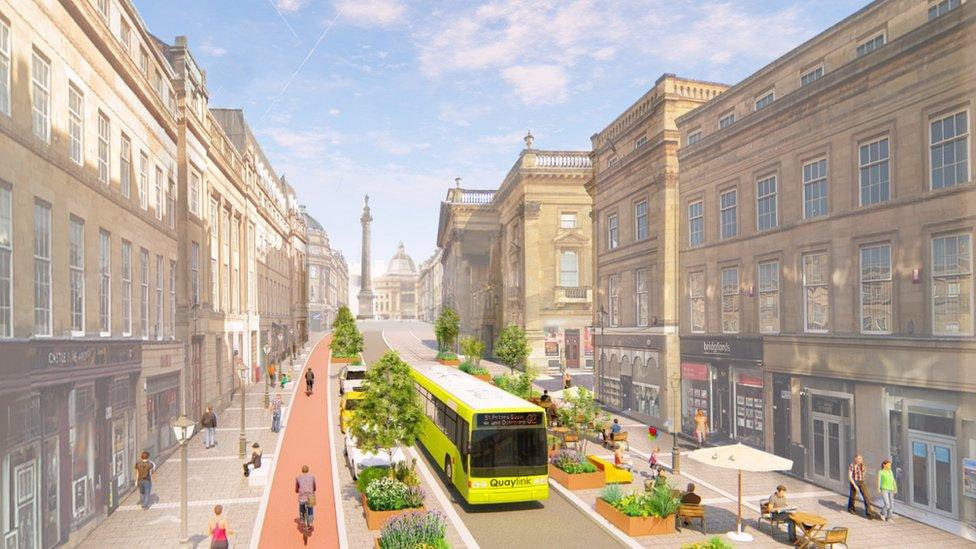 Artist's impression of new Grey Street lay out