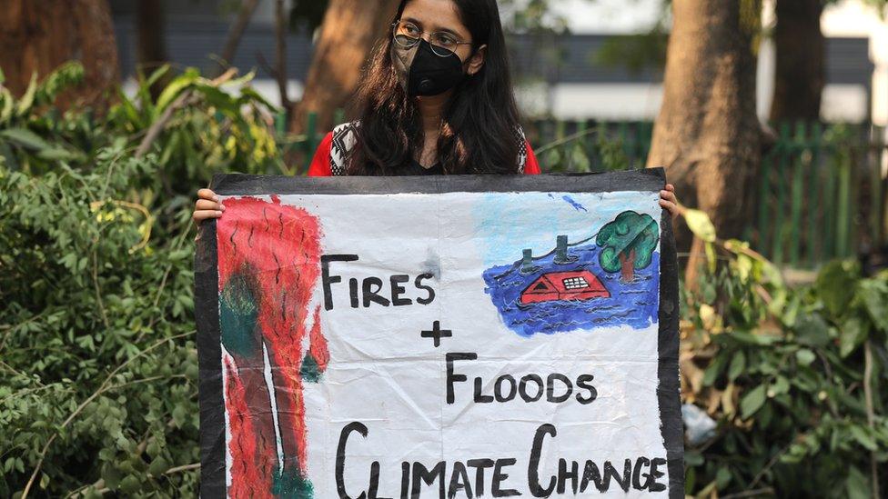 climate change protestors in New Delhi