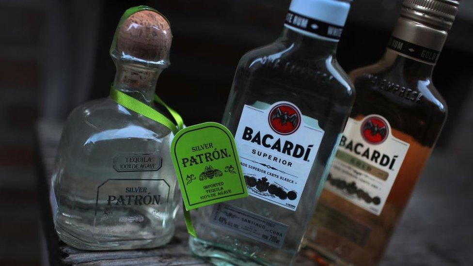 Bacardi and Patron bottles