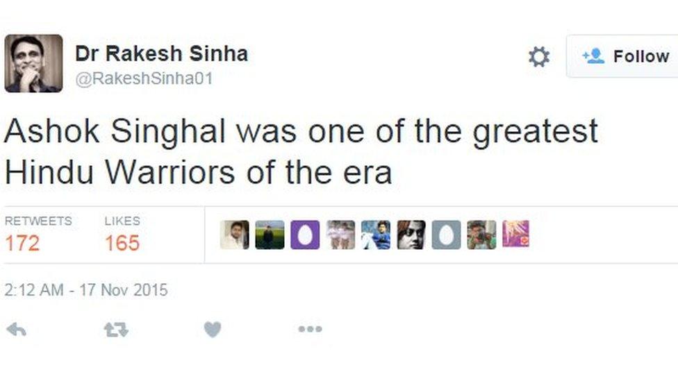 Ashok Singhal Controversial Indian VHP leader dies BBC News(01)