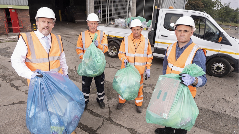 Cllr Mark Wilkes, left, with William Laing, Steven Williams and Paul Rutherford in the council's neighbourhood wardens team.