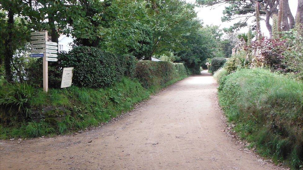 Sark lane and signpost