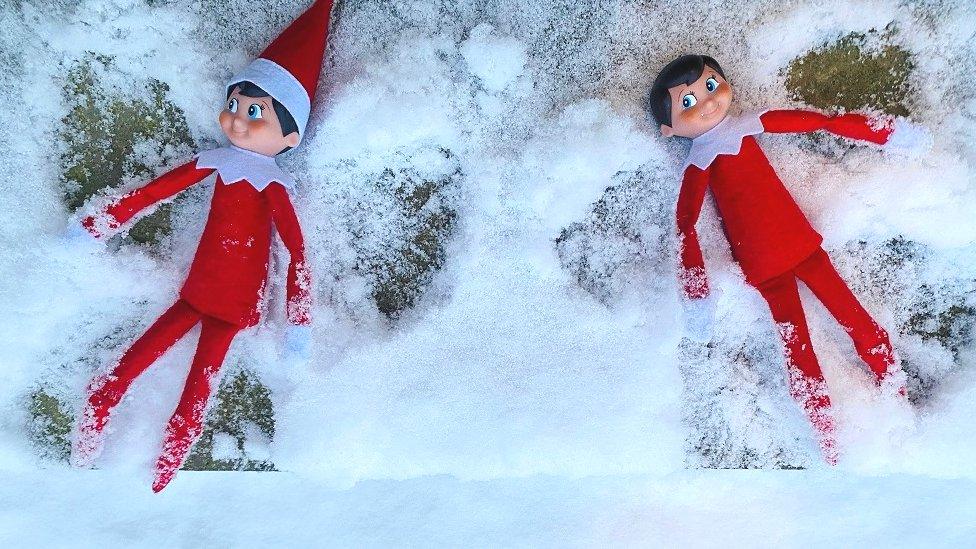 elves in the snow