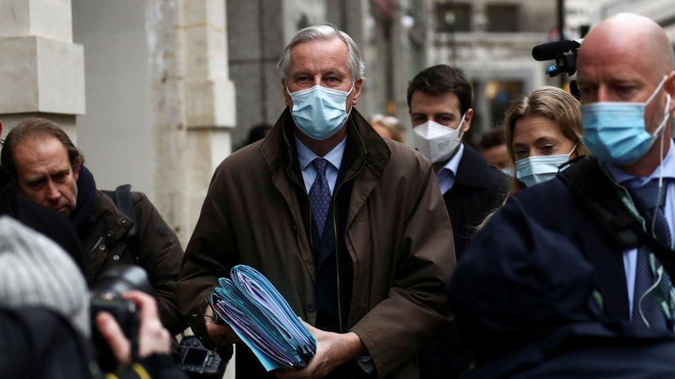 EU chief negotiator Michel Barnier arriving for Brexit talks on Monday morning