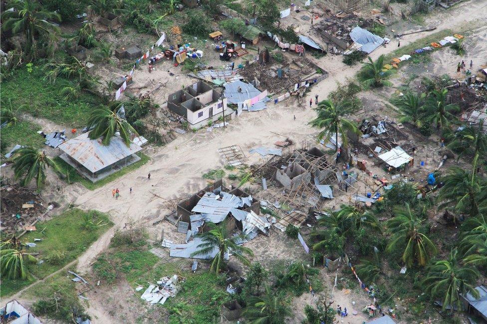 The aftermath of Cyclone Kenneth is seen in Macomia District, Cabo Delgado province, Mozambique