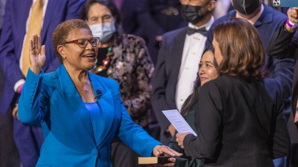 Karen Bass and Vice President Kamala Harris