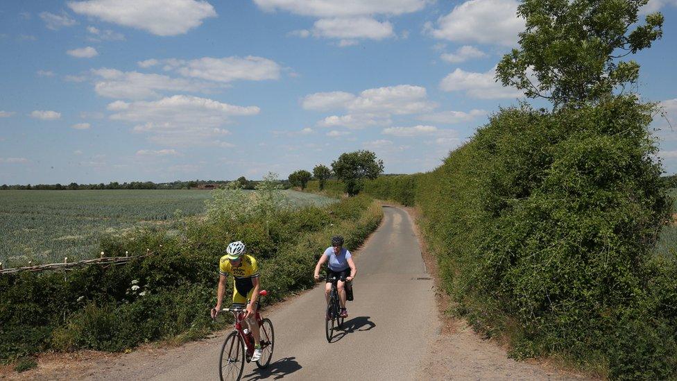 Cyclists near White Waltham, Berkshire