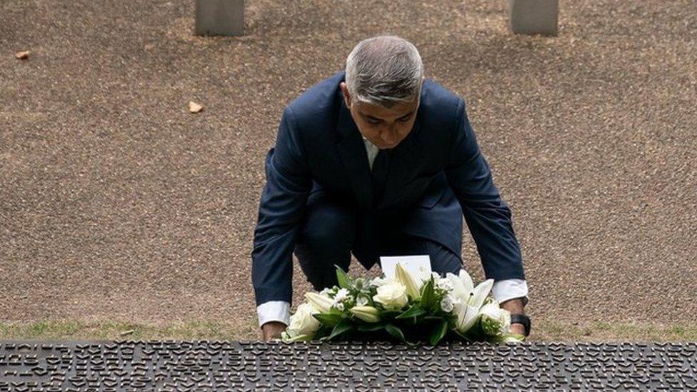 Sadiq Khan at the 7/7 memorial in Hyde Park