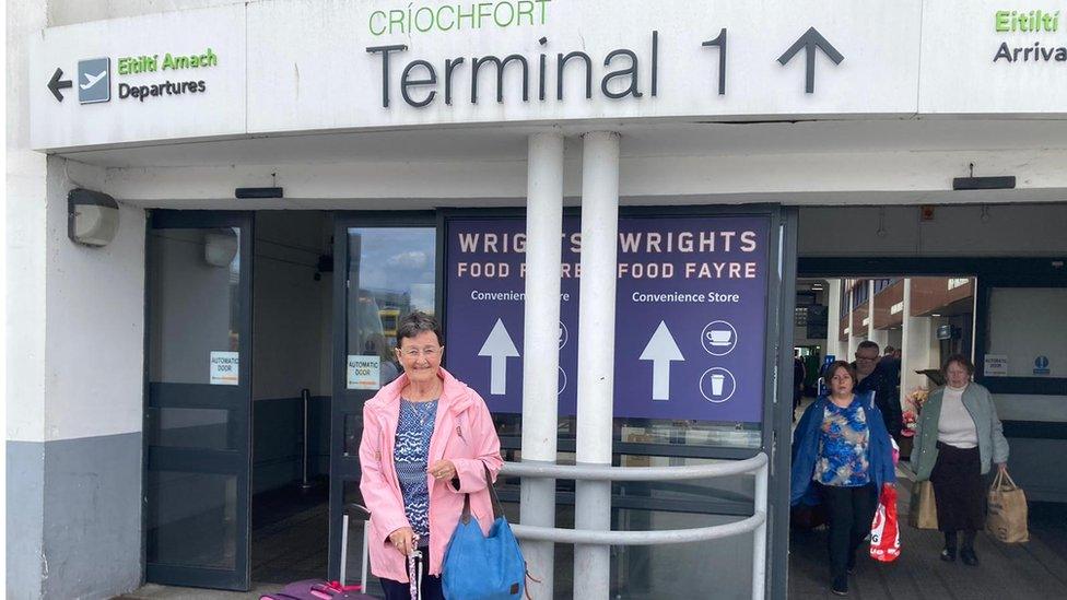 Christine Wallace at the airport