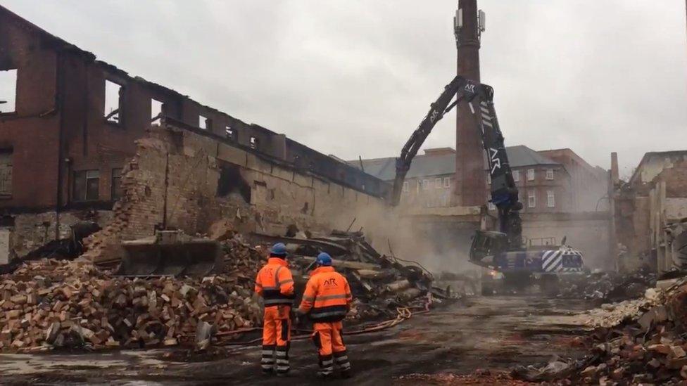 Factory fire aftermath