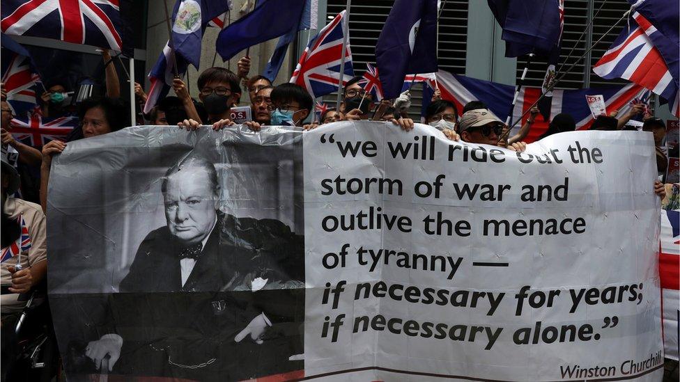 protesters at the UK consulate