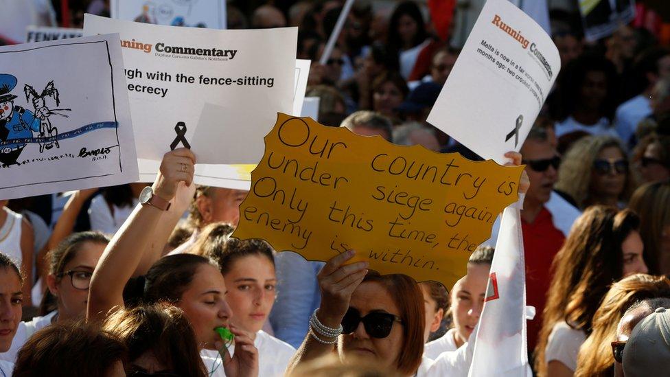 Woman in crowd holding sign that reads "Our country is under siege again only this time the enemy is within"