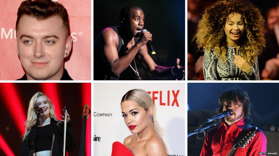 Sam Smith, Kanye West, Ella Eyre, Clean Bandit, Rita Ora and Dave Grohl